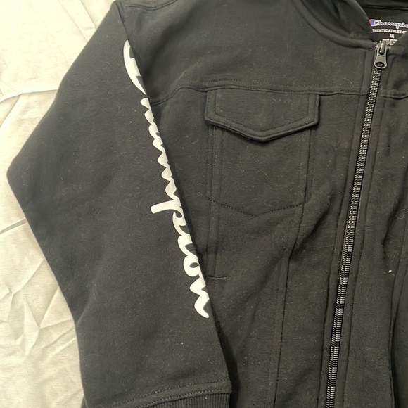 Champion Big Girls C Logo and Sleeve Hit with Fleece Full Zip Hoodie - Picture 3 of 6